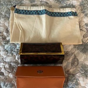 Tory Burch set of glass cases and shoe dust bag